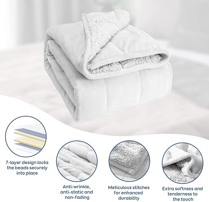 Weighted Blanket 20lbs, Flannel Cozy Plush Blankets, Fuzzy Flannel Bedding - Image 4