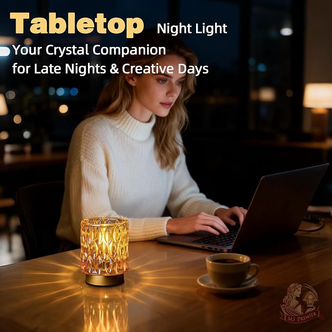 Battery Operated Table Lamps Timer, Mini Crystal Lamp - Image 3