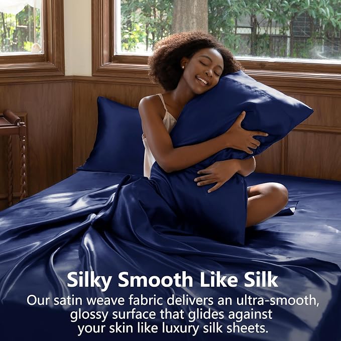 CozyLux Satin Sheets Queen Size Bed Set - Image 3