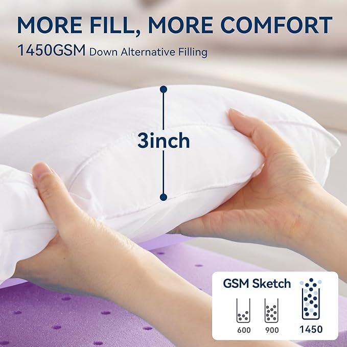 BDEUS Dual Layer 5 Inch Memory Foam Mattress Topper Full Size, 2 Inch Gel - Image 4