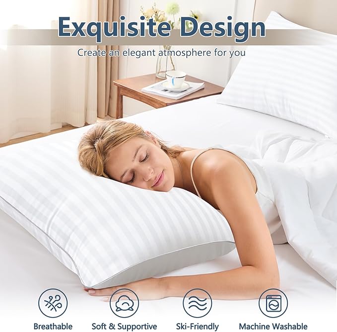 CozyLux Pillows Standard Size Set of 4, Cooling Hotel Quality Bed Pillows - Image 2