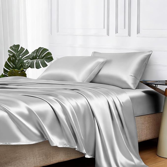 MR&HM Satin Bed Sheets, King Size Sheets Set by MRHM