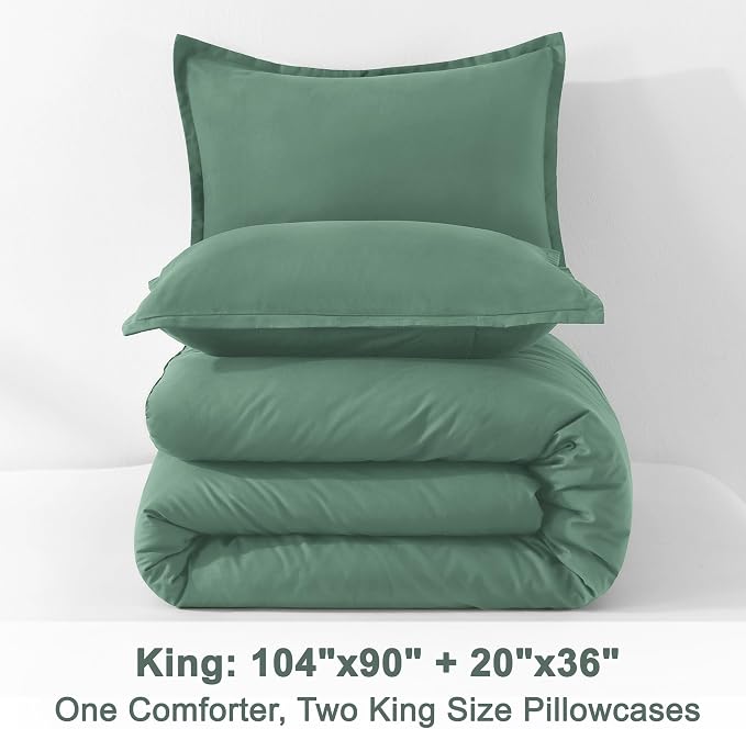 Litanika Comforters King Size Haze Green, 3 Pieces Lightweight Solid Bedding - Image 9