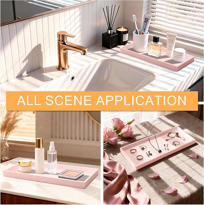 Bathroom Vanity Tray 2 Pack, 11.8 x 5 Inch Silicone Bathroom Counter Tray - Image 6