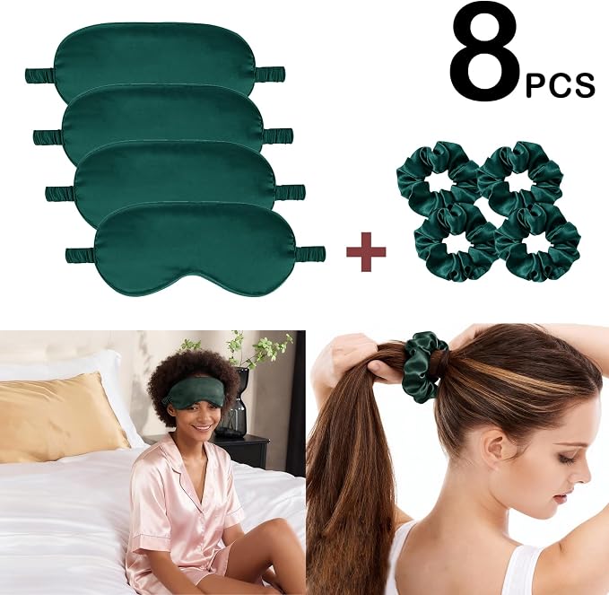 Satin Eye Mask 8Pcs Silk Sleep Masks Silky Blindfold Eyeshade Blackout Eyes - Image 2