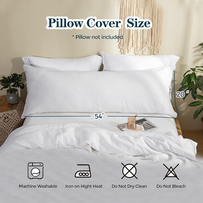 Simple&Opulence Body Pillow Cover 20" x 54", 100% Pure Linen, Ultra Soft and - Image 4