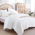 weigelia Queen Comforter Set White Comforter Boho Solid Color Bedding by WEIGELIA
