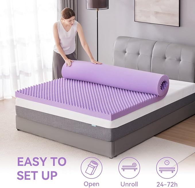 SINWEEK 1.5 Inch Egg Crate Memory Foam Mattress Topper Twin Size, Soft Mattress - Image 6