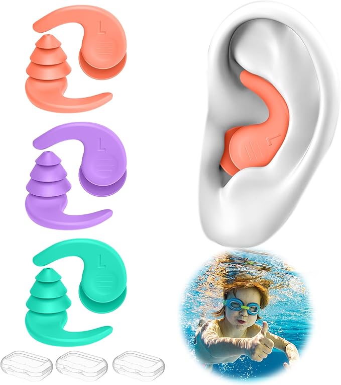 Kids Swimming Ear Plugs, 3 Pairs Waterproof Reusable Silicone Child Swim - Image 9