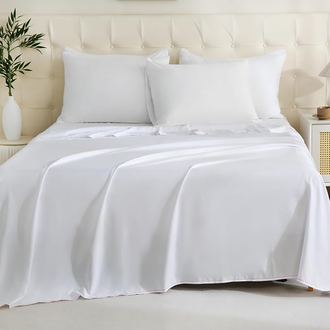 ZPECC Full Flat Sheet Only 4 Pack, Durable White Top Bed Sheets Hypoallergenic - Image 7