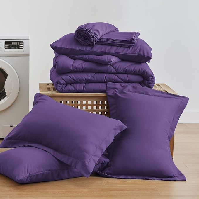 Love's cabin Full Comforter Set Purple, 7 Pieces Full Bed in a Bag, All Season - Image 6