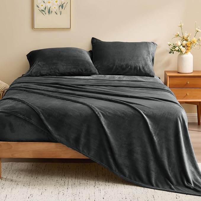BEDELITE Flannel Sheets Full Size Dark Gray - Image 2