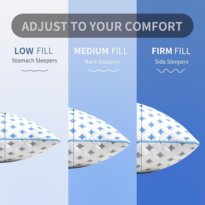 Queen Size Pillow 1 Pack for Sleeping, Cooling Adjustable Memory Foam Pillow - Image 4