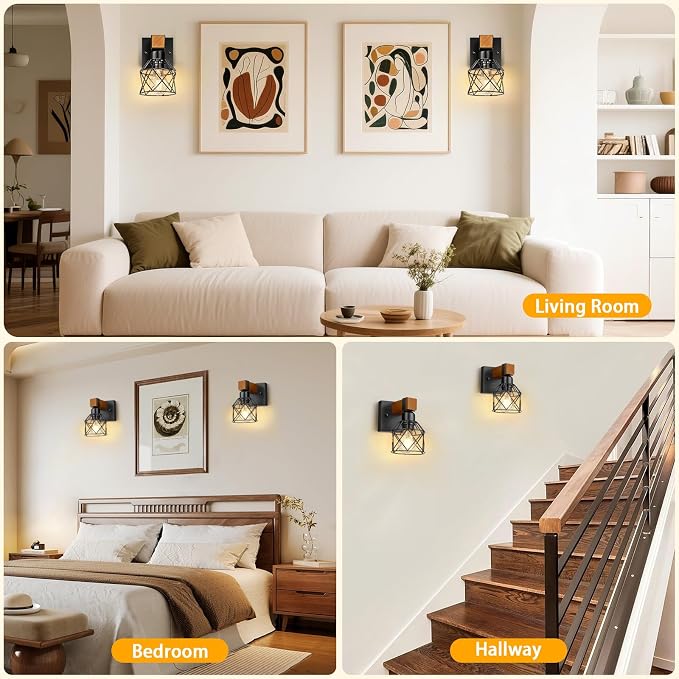 Wall Sconces Set of Two, Farmhouse 1-Light Matte Black Vanity Lights - Image 7