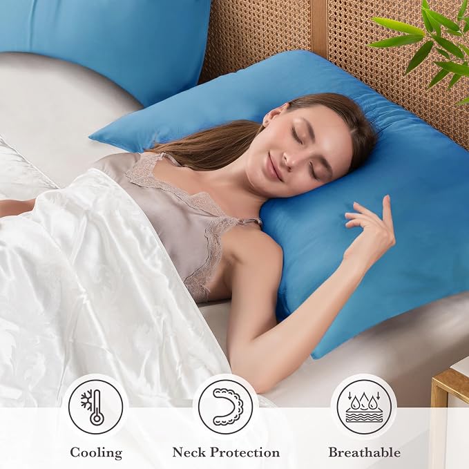 Curved Pillow Case King Size, Side Sleeper Pillow Cases Cover Cooling Rayon - Image 3