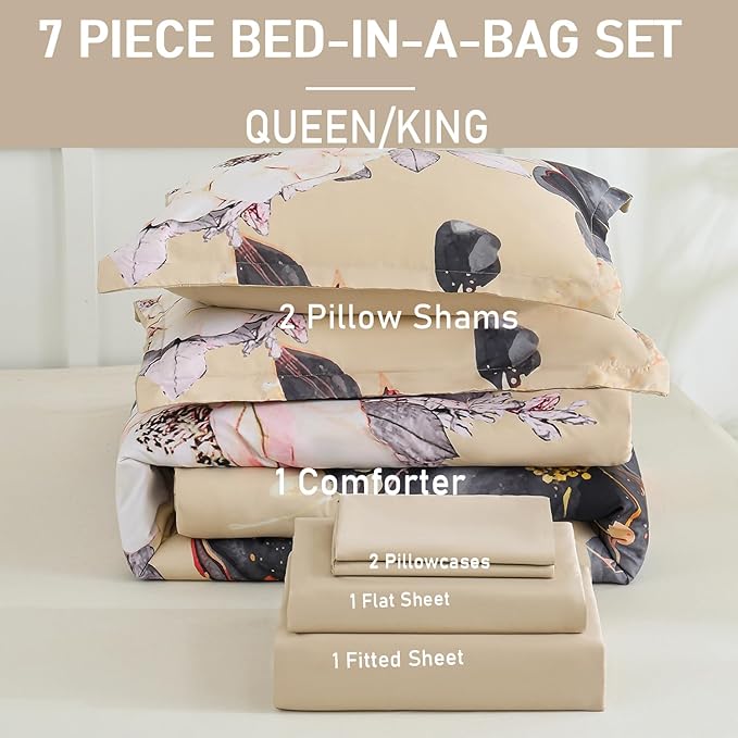 Yogeneg Queen Comforter Set 7 Piece Bed in a Bag, Soft Microfiber Comforter - Image 6