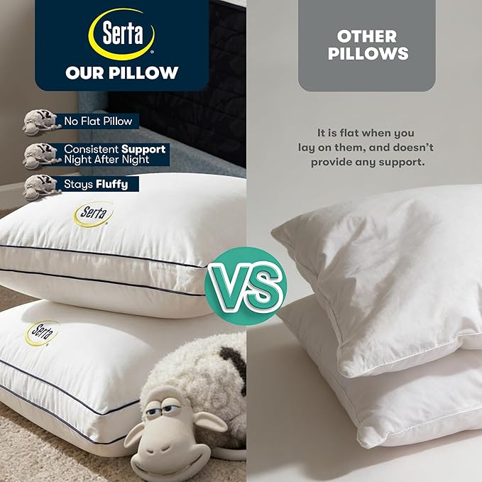 Serta Hotel Collection Bed Pillows Queen/Standard Size Set of 2, 400 Thread - Image 3