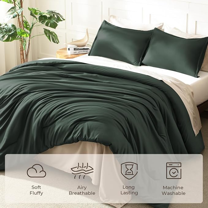 Litanika Forest Green Comforters Oversized King Size, 3 Pieces Lightweight - Image 3