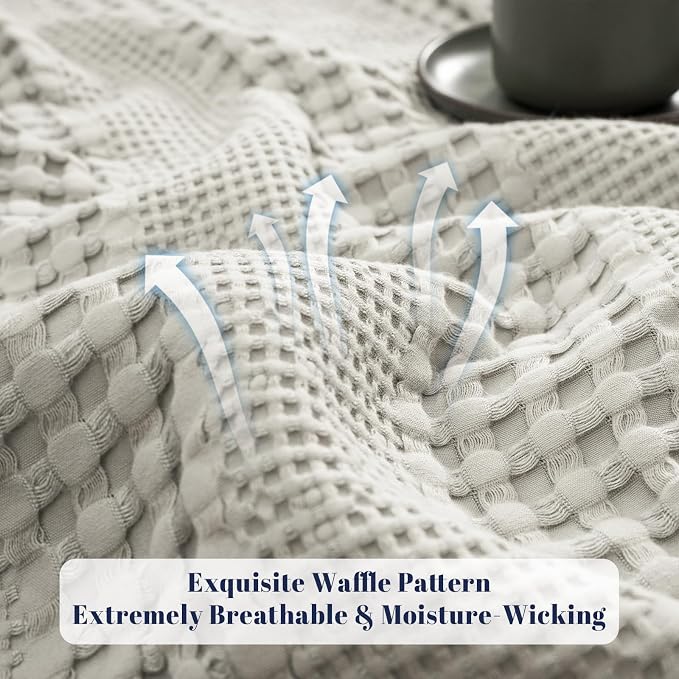 PHF Cooling Waffle Blanket Twin Size, Lightweight 60% Rayon from Bamboo & 40% - Image 4