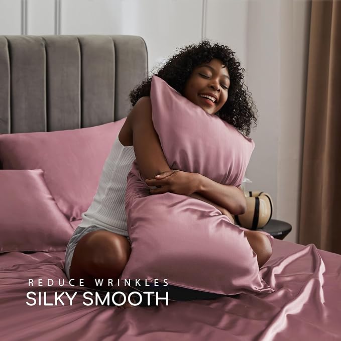 MR&HM Satin Bed Sheets, Full Size Sheets Set - Image 3