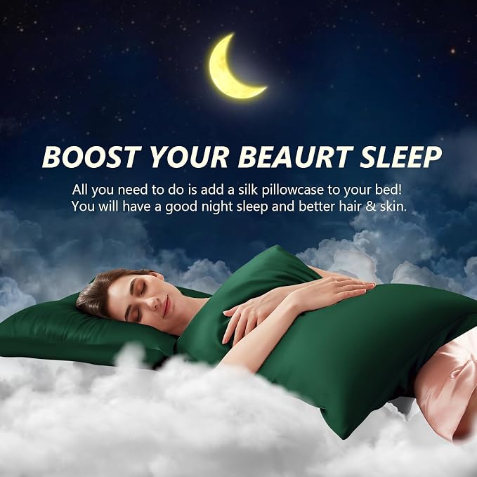 Silk Pillow Cases 2 Pack Queen Size Mulberry Silk Pillowcase Set of 2 - Image 3