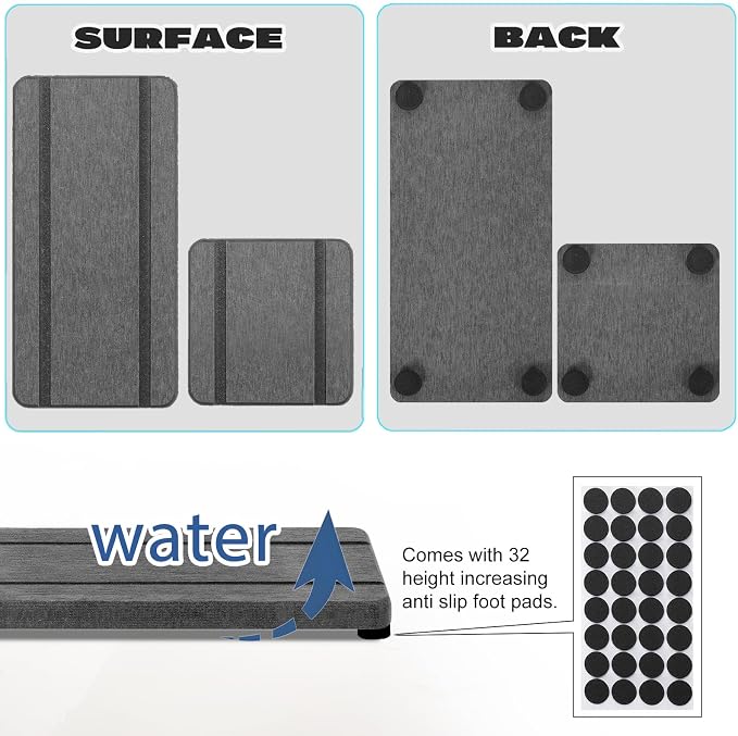 4PCS Stone Drying Trays for Bathroom Sink and Kitchen Counter, Water Absorbing - Image 4