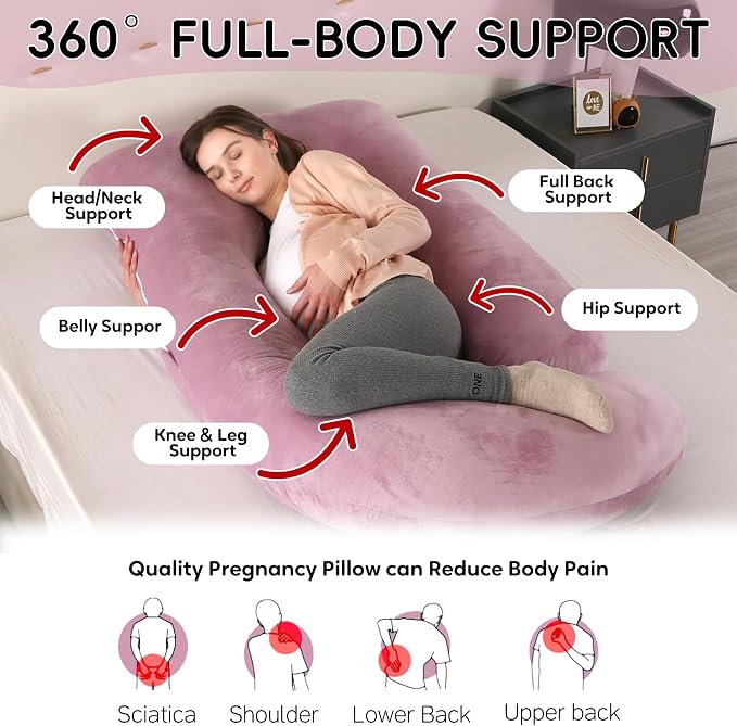 U-Shaped Pregnancy Pillow for Sleeping, Full Body Support for Back, HIPS & - Image 5