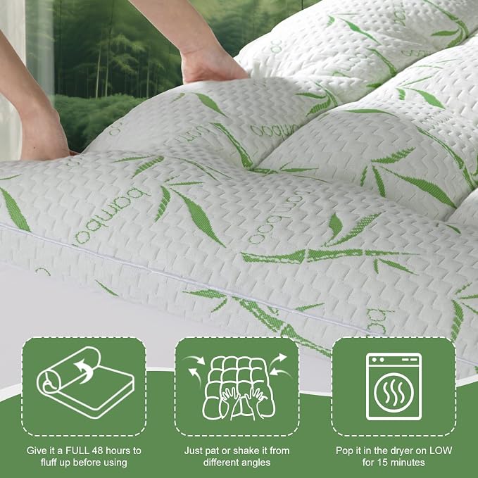 3 Inch Mattress Topper Queen Size, 1500GSM Down Alternative Fill, Cooling Extra - Image 6