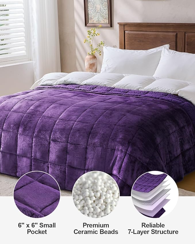 Super Fuzzy Soft Sherpa Fleece Weighted Blanket, 20 lbs Dual Sided Fluffy Heavy - Image 8