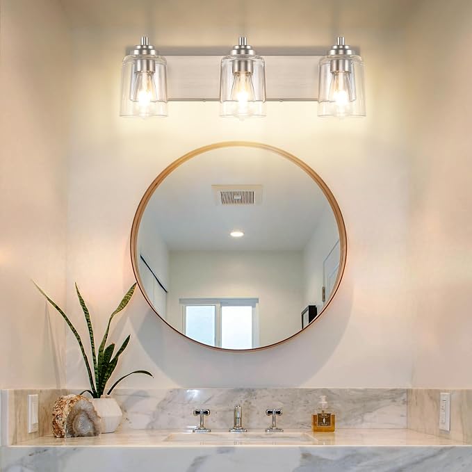 SOLFART Brushed Nickel Vanity Light Bathroom Light Fixtures Over Mirror 3 Light - Image 7