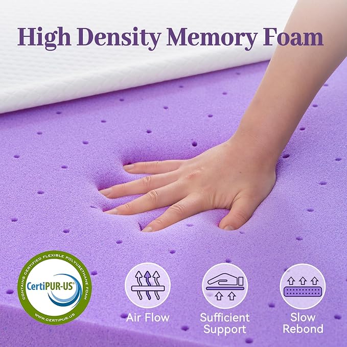 SINWEEK 2 Inch Gel Memory Foam Mattress Topper Queen Size, Ventilated High - Image 5