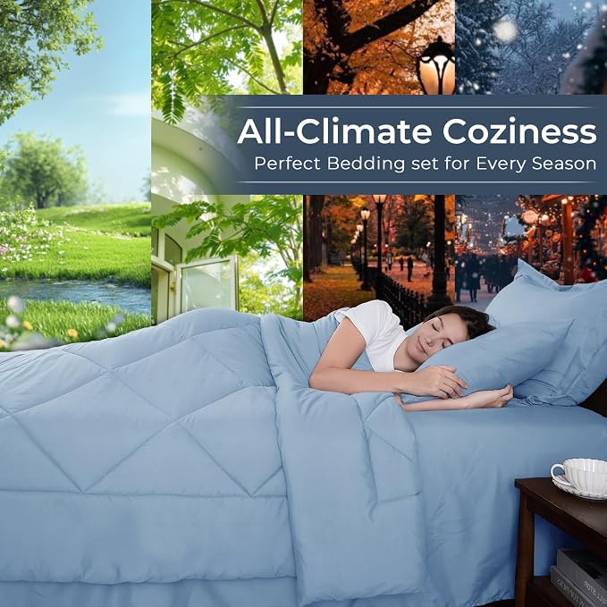 HEVUMYI Light Blue Queen Comforter Set - Image 3