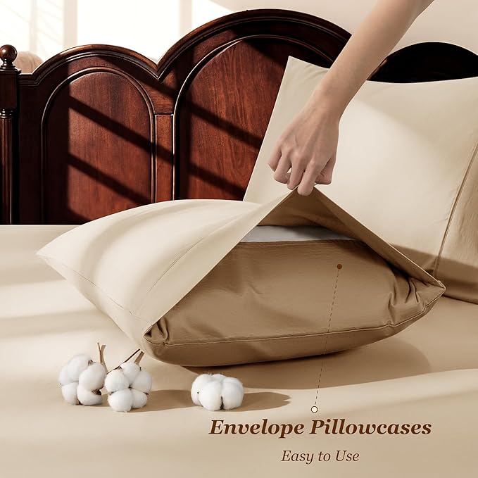 LBRO2M 1000 Thread Count 100% Egyptian Cotton Sheets Set King Size, 4 Piece - Image 6