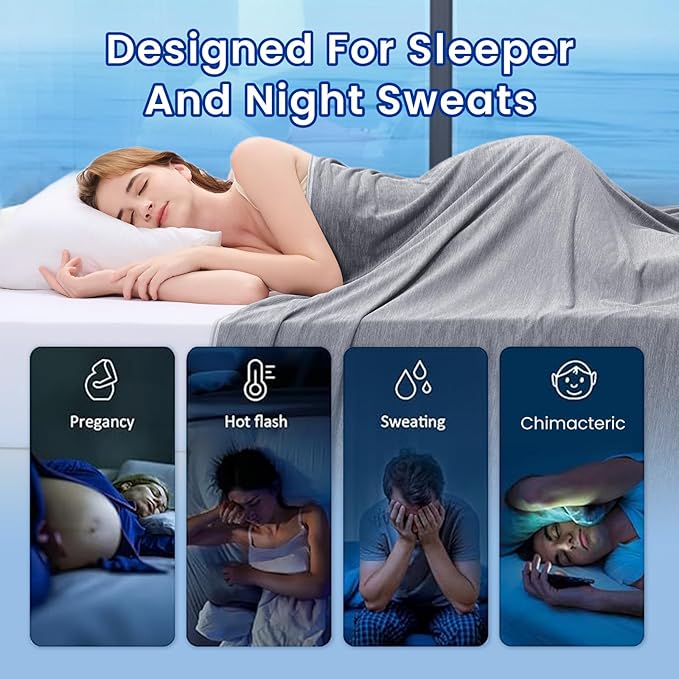 Topcee Cooling Blanket for Night Sweats Absorbs Heat to Keep Adults Cool on - Image 4