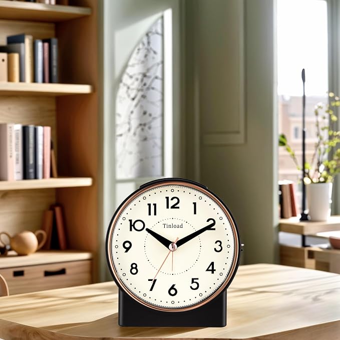 Tinload 4.3" Retro Analog Alarm Clock, Vintage Decor, No Ticking Silent - Image 2