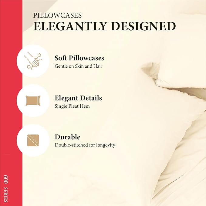 100% Egyptian Cotton King Pillow Case Set of 2 - Image 4