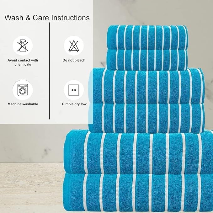 CASA COPENHAGEN Ecstatic 6Pcs 100% Egyptian Cotton Large Designer Towels Gift - Image 4