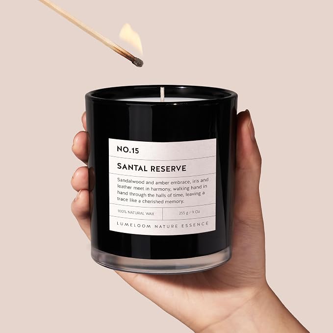 LUMELOOM Santal Reserve Luxury Scented Candles, 9oz Soy Wax Candles - Image 5