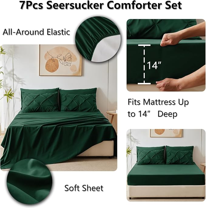 CozyLux California King Comforter Set Emerald Green - Image 6
