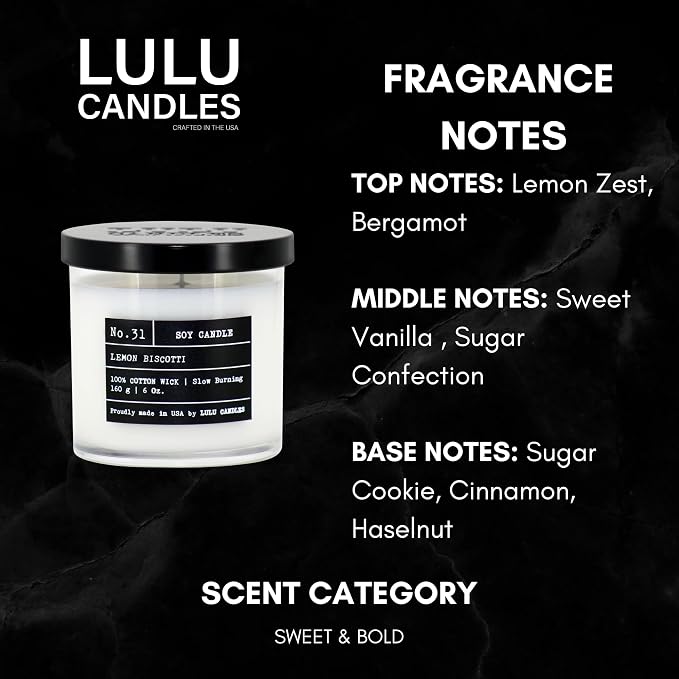 Lulu Candles | Lemon Biscotti | Luxury Scented Soy Jar Candle | Hand Poured in - Image 2