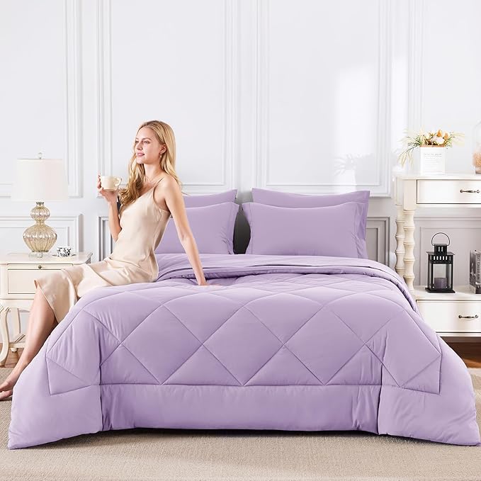 CozyLux Full Size Comforter Sets Light Purple - Image 7