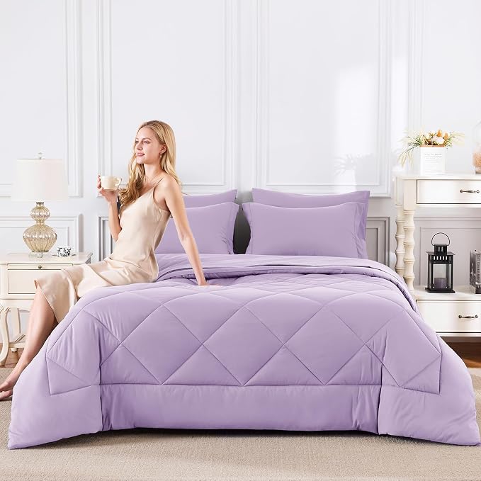 CozyLux King Size Comforter Set Light Purple - Image 7