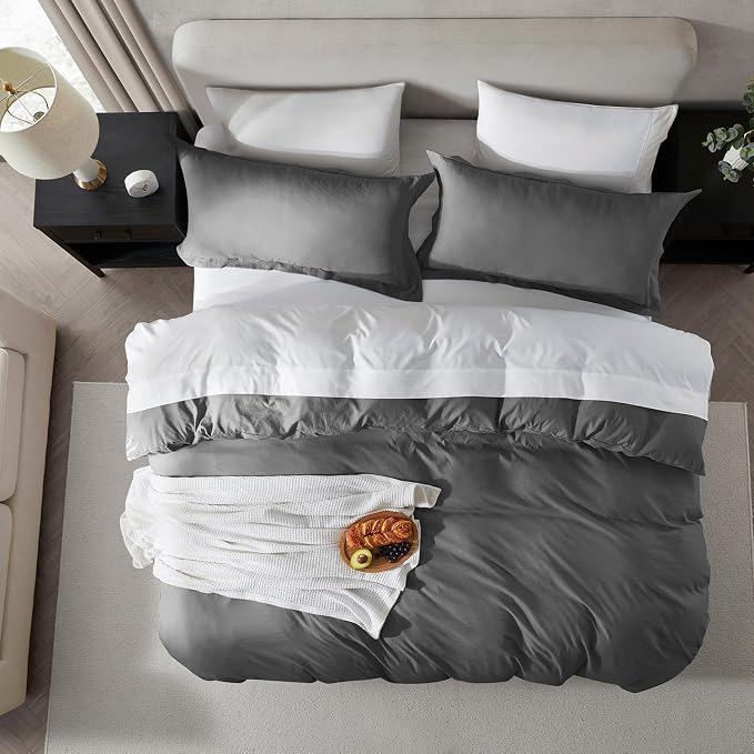 Nestl Grey Duvet Cover Queen Size - Image 5