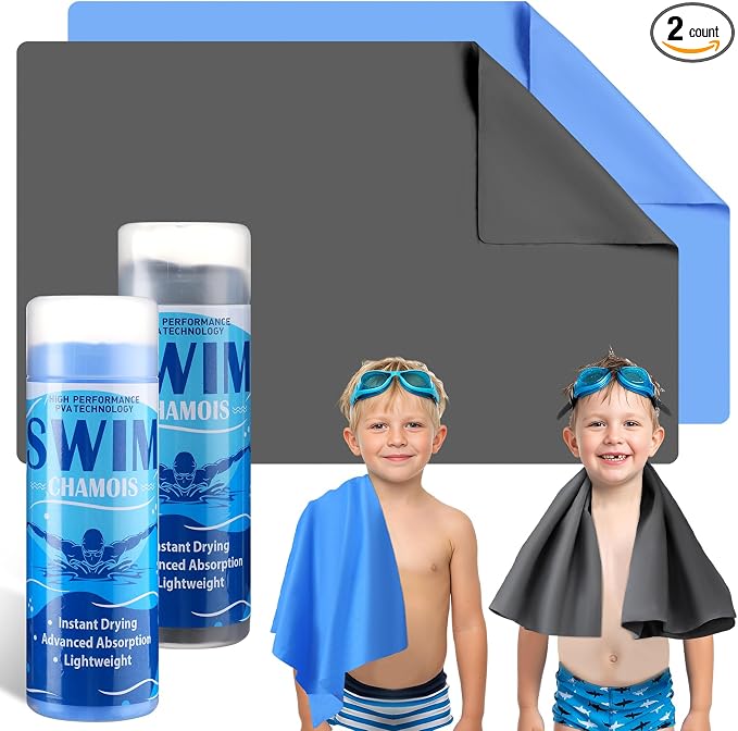 SmoothNovelty 2 Pack Swim Chamois Towel Water Absorbent Quick Dry Towel Shammy by SmoothNovelty