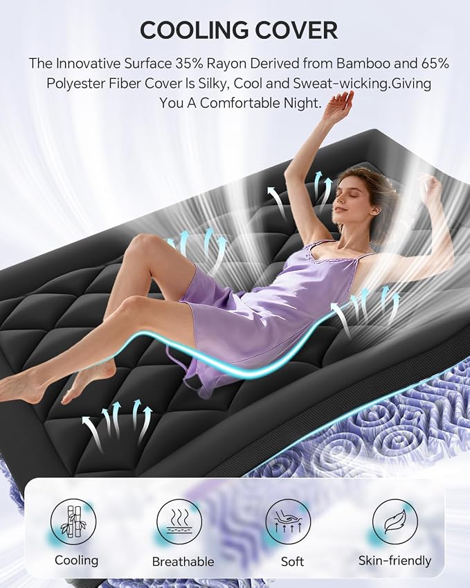 ChiXpace Dual Layer 4 Inch Memory Foam Mattress Topper Queen - Image 6