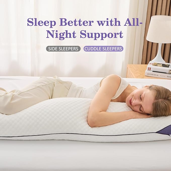 HOMELAB Adjustable Shredded Memory Foam Body Pillow, Cooling Long Pillow - Image 3