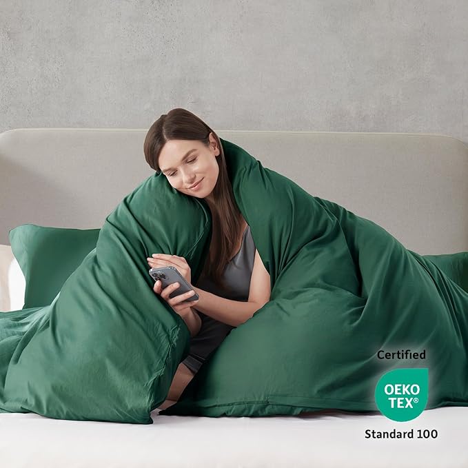 Nestl Dark Green Duvet Cover Queen Size - Image 3
