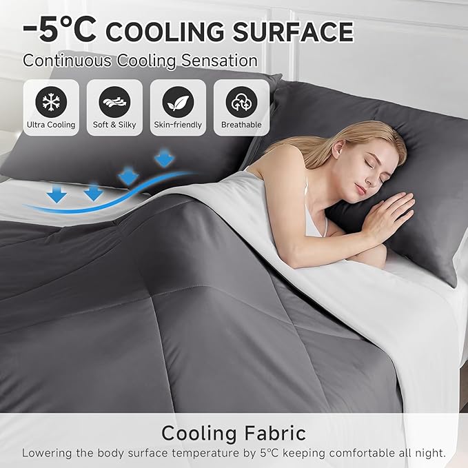 HOMFINE Cooling Comforter Twin Size, Japanese Double-Sided Cold Tech Fabric - Image 2