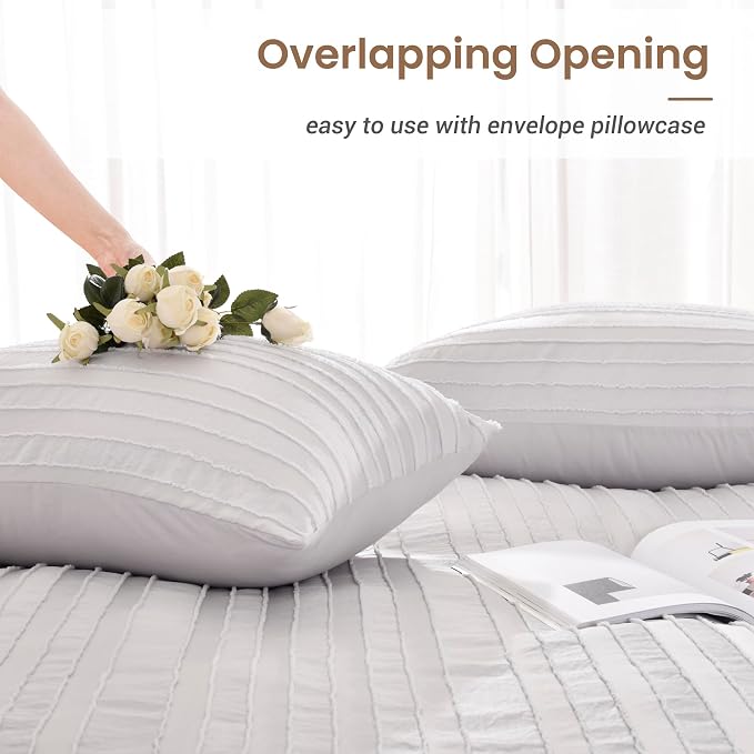 NEXHOME PRO Duvet Cover Full, Light Grey 3 Pieces Boho Tufted Duvet Cover Set - Image 5