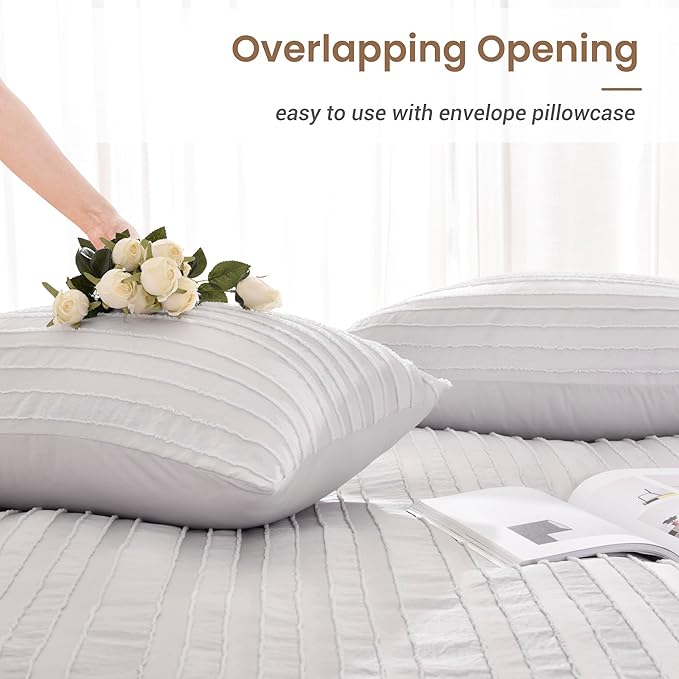 NEXHOME PRO Twin Duvet Cover, Light Grey 2 Pieces Boho Tufted Duvet Cover Set - Image 5